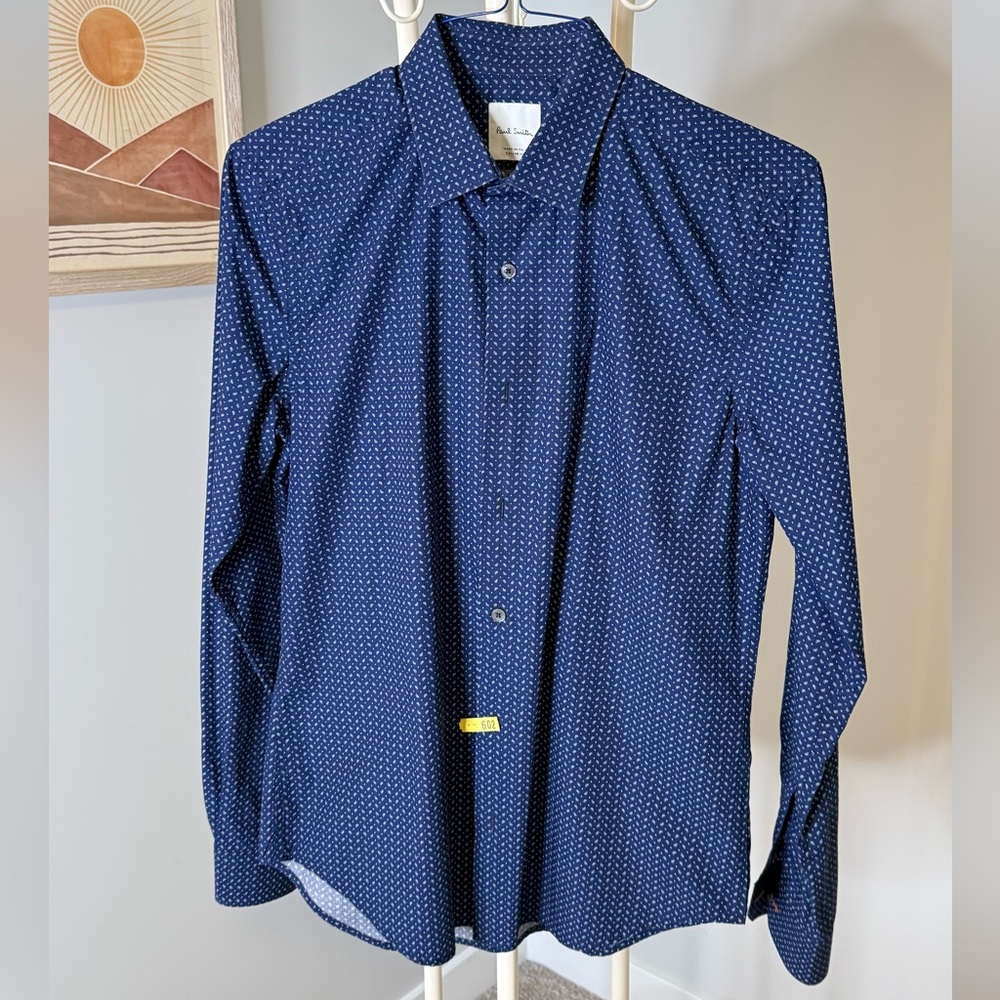 Paul Smith Navy Geometric Button Down Shirt